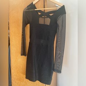 XXI Black Mesh Bodycon dress with sparkles and cut outs